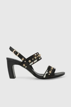 Sandalias en piel combinado efecto animal print