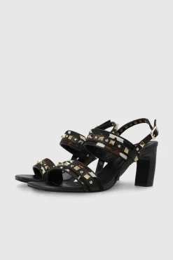 Sandalias en piel combinado efecto animal print