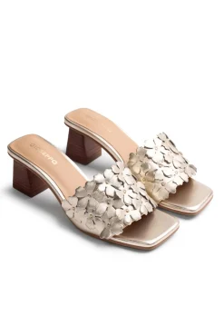 Sandalias mules tacón piel