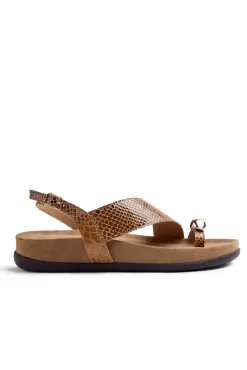 Sandalias piel estampado animal y joya tanauan