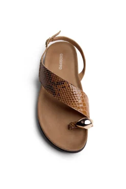 Sandalias piel estampado animal y joya tanauan