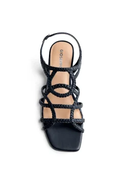 Sandalias tacón piel trenzada