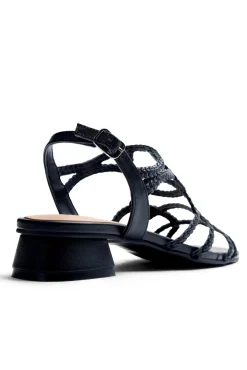 Sandalias tacón piel trenzada