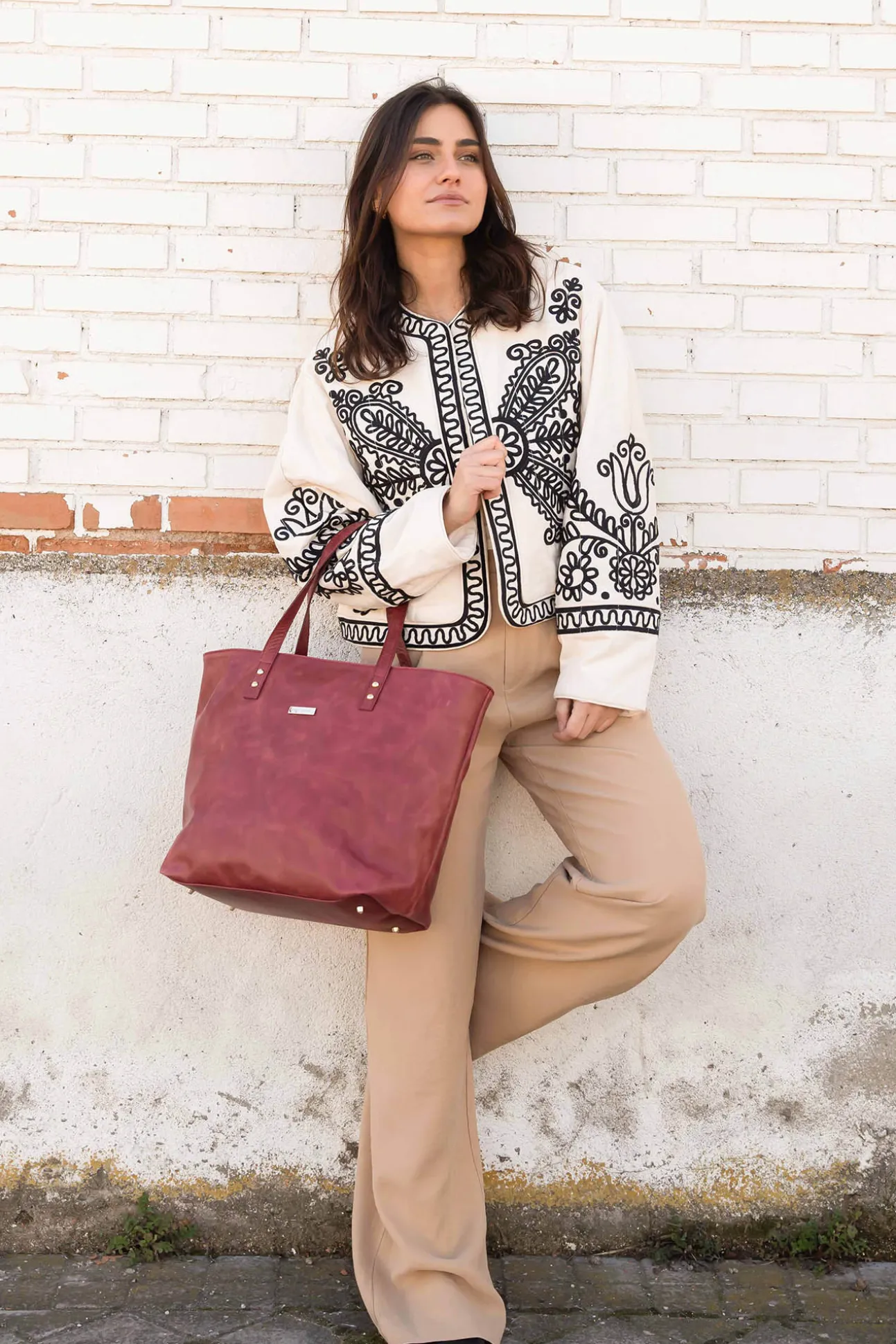 Shopper Arizona piel burdeos
