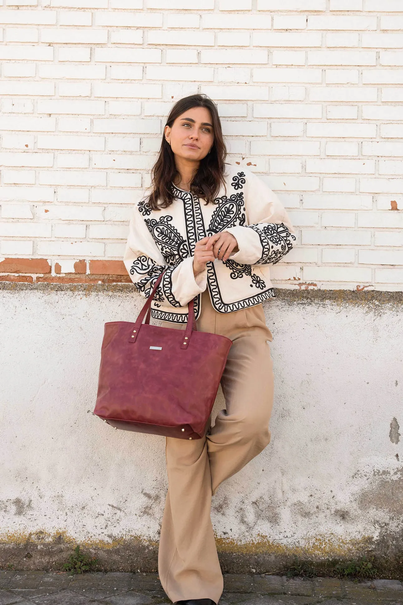 Shopper Arizona piel burdeos