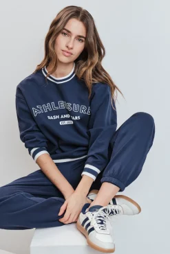 Sudadera college felpa azul