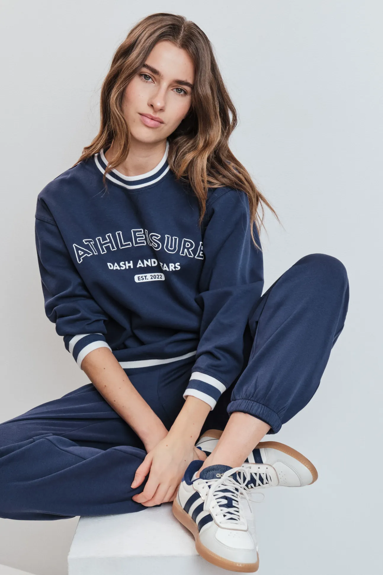 Sudadera college felpa azul