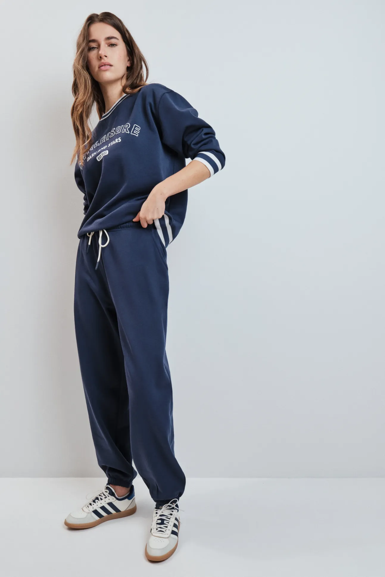 Sudadera college felpa azul