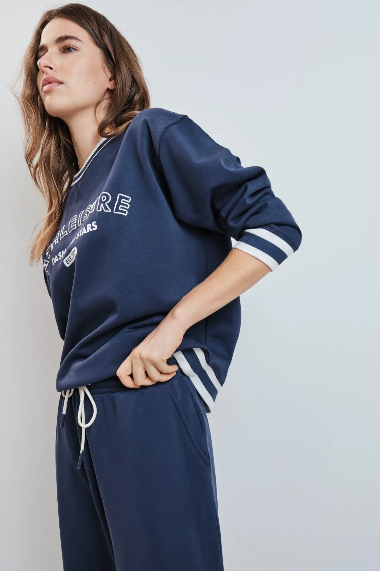 Sudadera college felpa azul