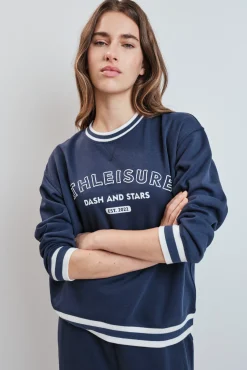 Sudadera college felpa azul