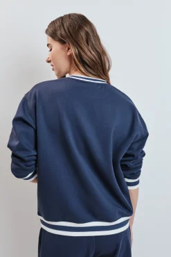 Sudadera college felpa azul