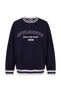 Sudadera college felpa azul
