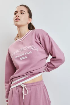 Sudadera college felpa rosa