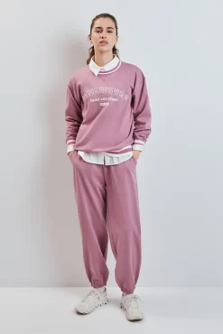 Sudadera college felpa rosa