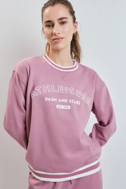 Sudadera college felpa rosa