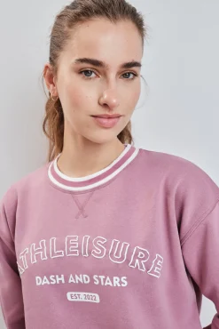 Sudadera college felpa rosa
