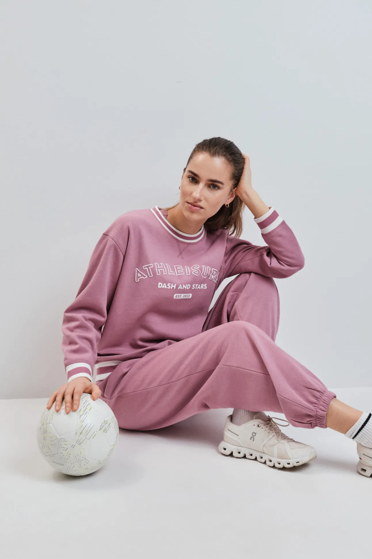 Sudadera college felpa rosa