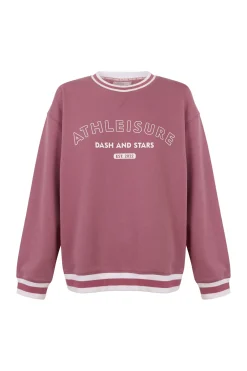 Sudadera college felpa rosa