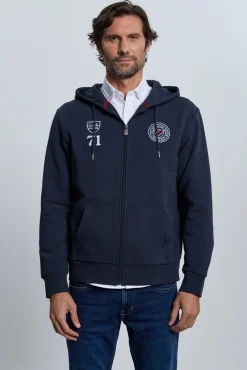 Sudadera cremallera escudos azul marino