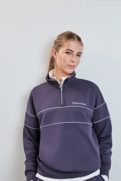 Sudadera cuello alto cremallera azul