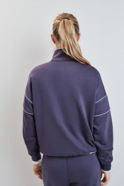 Sudadera cuello alto cremallera azul
