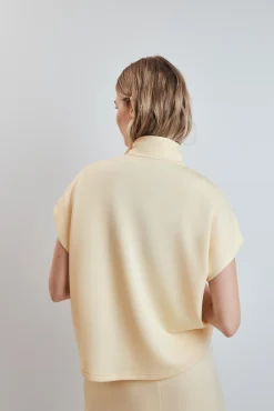 Sudadera manga corta viscosa suave amarilla