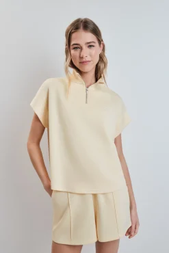 Sudadera manga corta viscosa suave amarilla