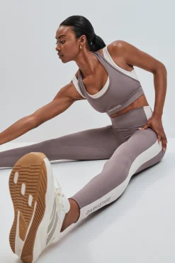 Sujetador deportivo 4D Stretch superposición contraste marrón