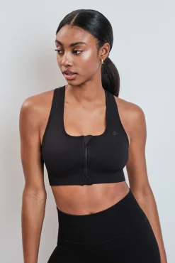 Sujetador deportivo negro cremallera central SEAMLESS FIT