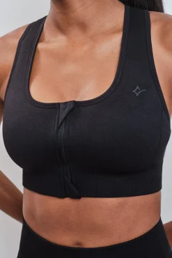 Sujetador deportivo negro cremallera SEAMLESS FIT