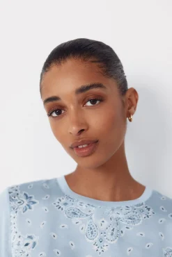 Top combinado estampado