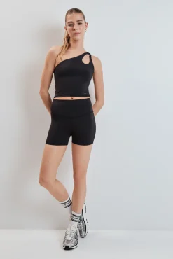 Top deportivo 4D Stretch asimétrico negro