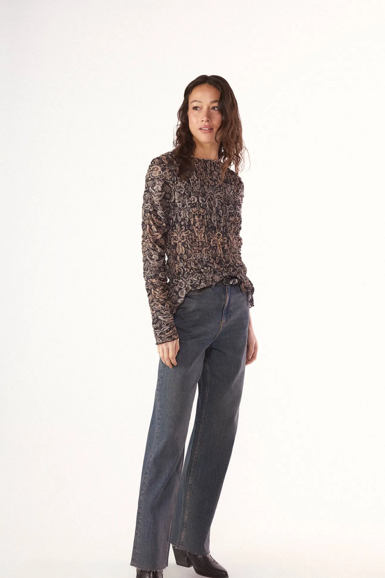 Top frunces estampado