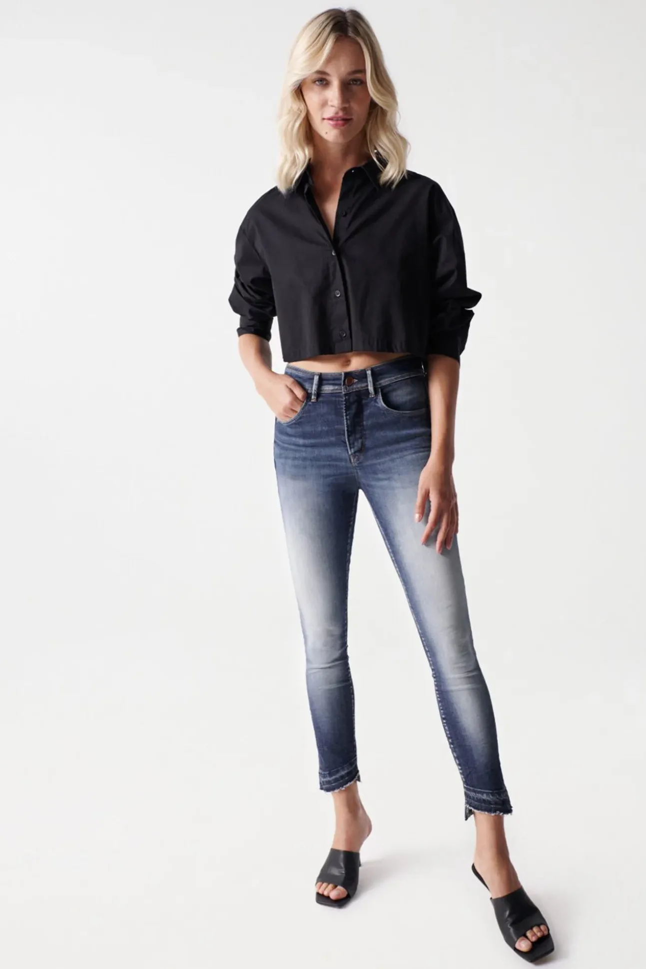 Vaqueros faith push in cropped lavado premium