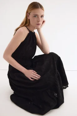 Vestido algodón flores escote halter