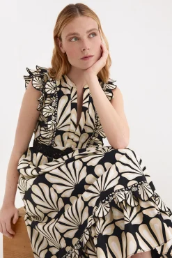 Vestido algodón volantes