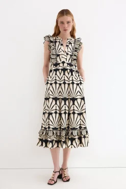 Vestido algodón volantes