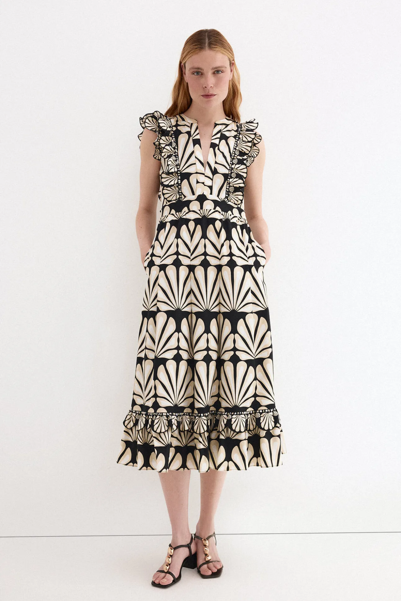 Vestido algodón volantes