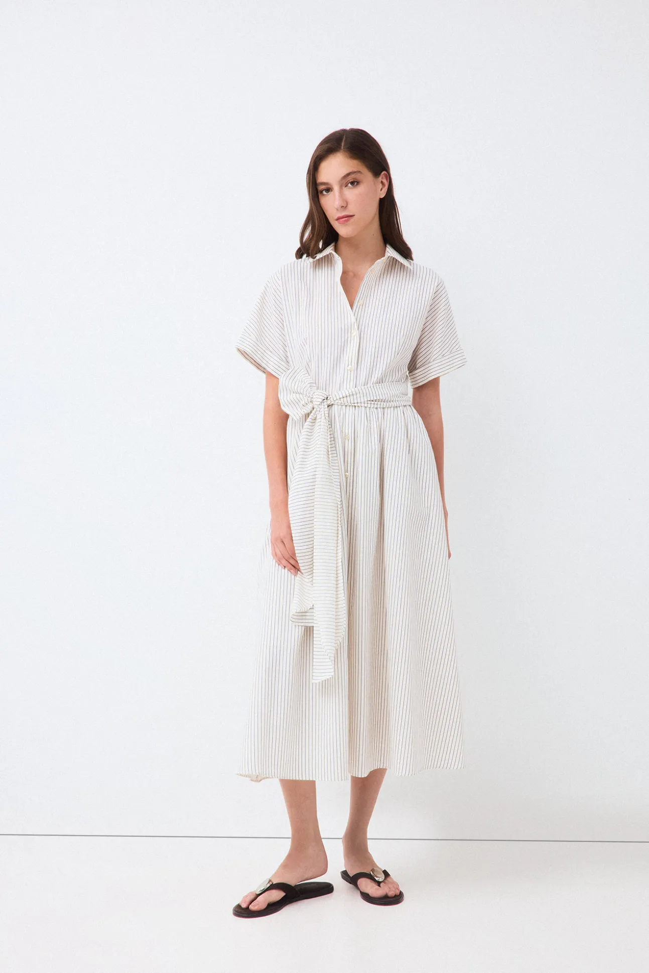 Vestido camisero seersucker