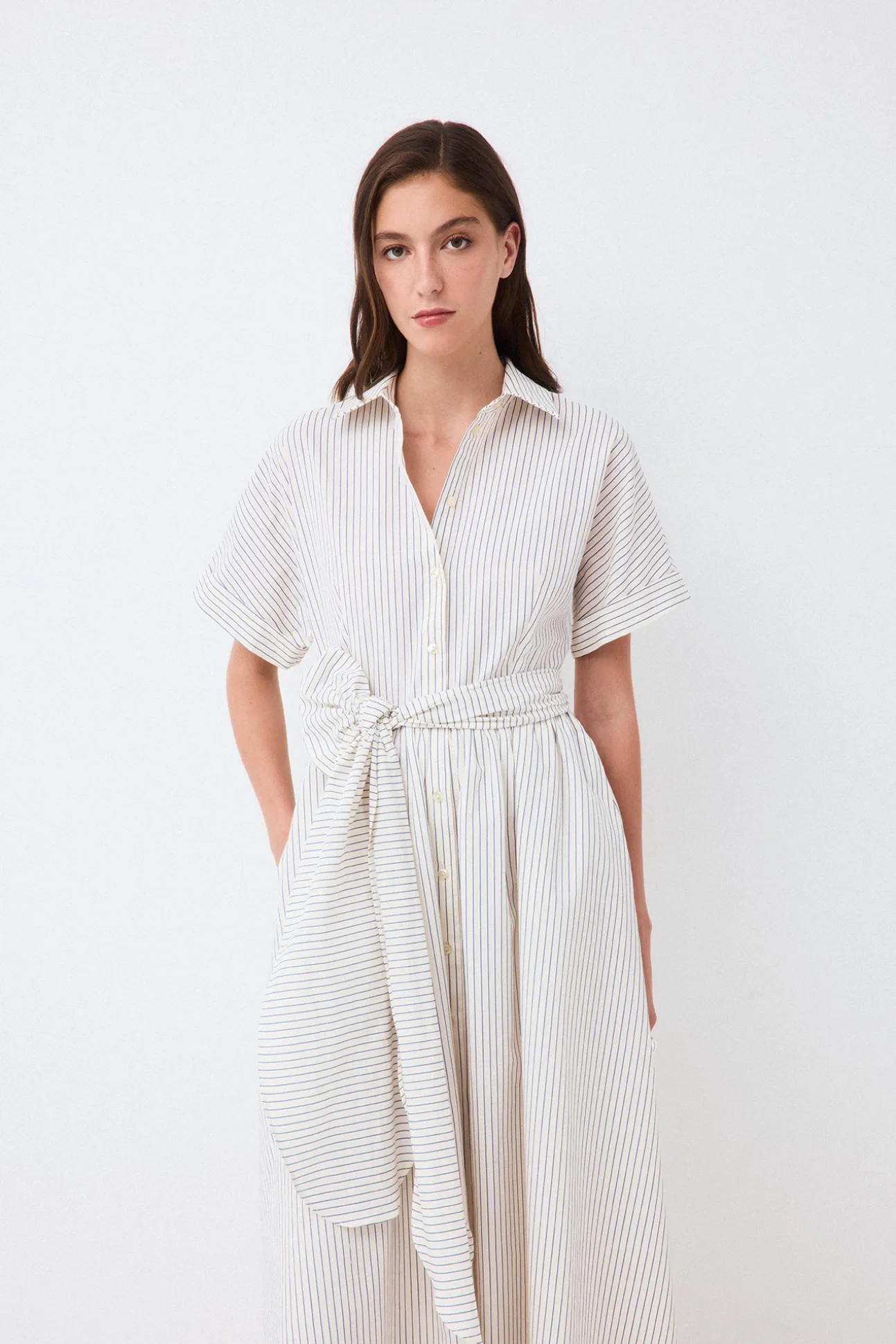 Vestido camisero seersucker