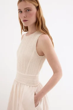 Vestido combinado con cuerpo de punto
