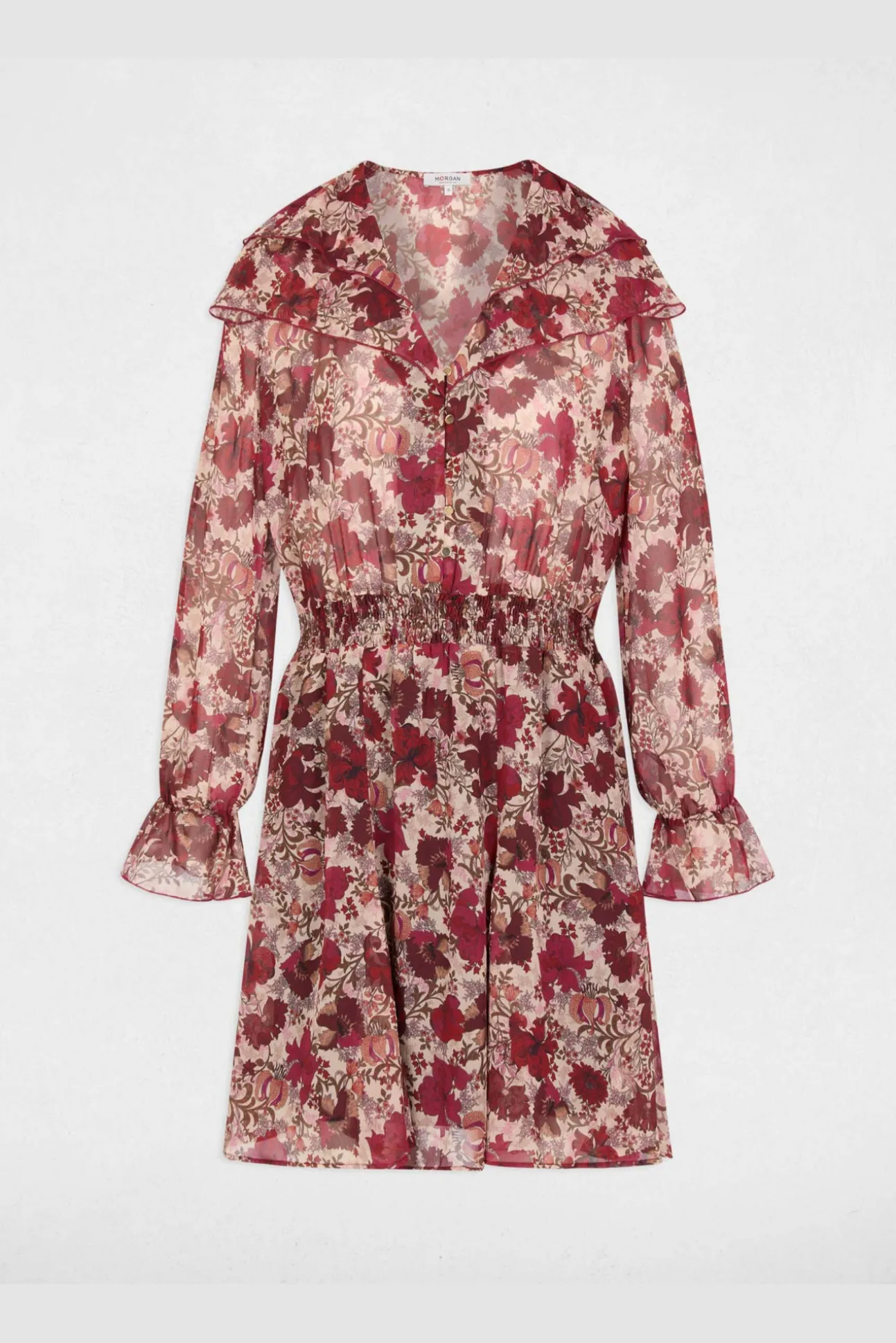 Vestido de gasa con cuello en v