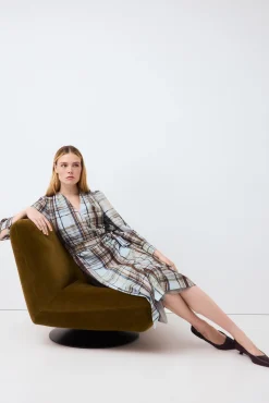 Vestido efecto cruzado manga larga
