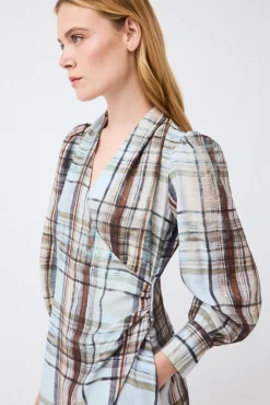 Vestido efecto cruzado manga larga