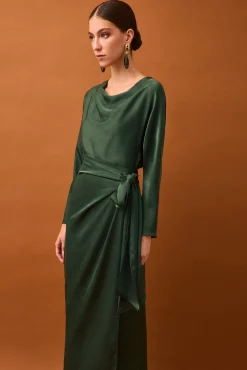 Vestido efecto envolvente manga larga