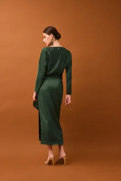 Vestido efecto envolvente manga larga