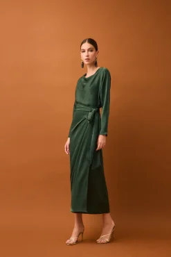 Vestido efecto envolvente manga larga