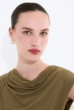 Vestido entallado frunces sin mangas