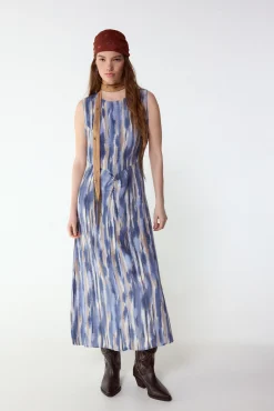 Vestido estampado frunce
