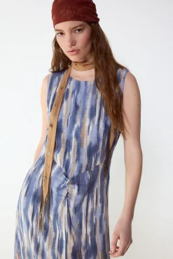 Vestido estampado frunce